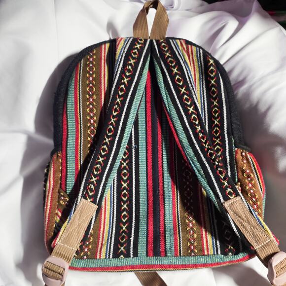 Pure Hemp Artisan Made Rustic Jack Skellington woven daypack - Picture 2 of 12